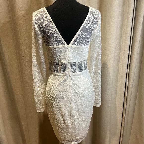Guess White Lace Long Sleeve Bodycon Dress Size L - Picture 8 of 16